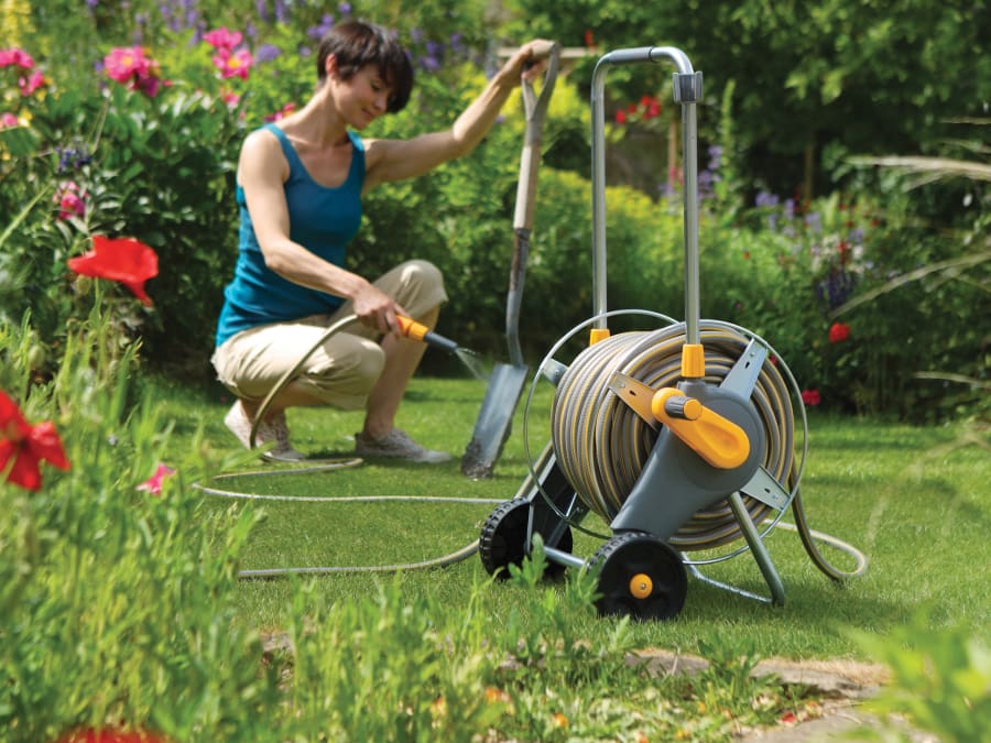 Hozelock 100000996 60m Metal Pro Hose Cart with 30m of 12.5mm Hose
