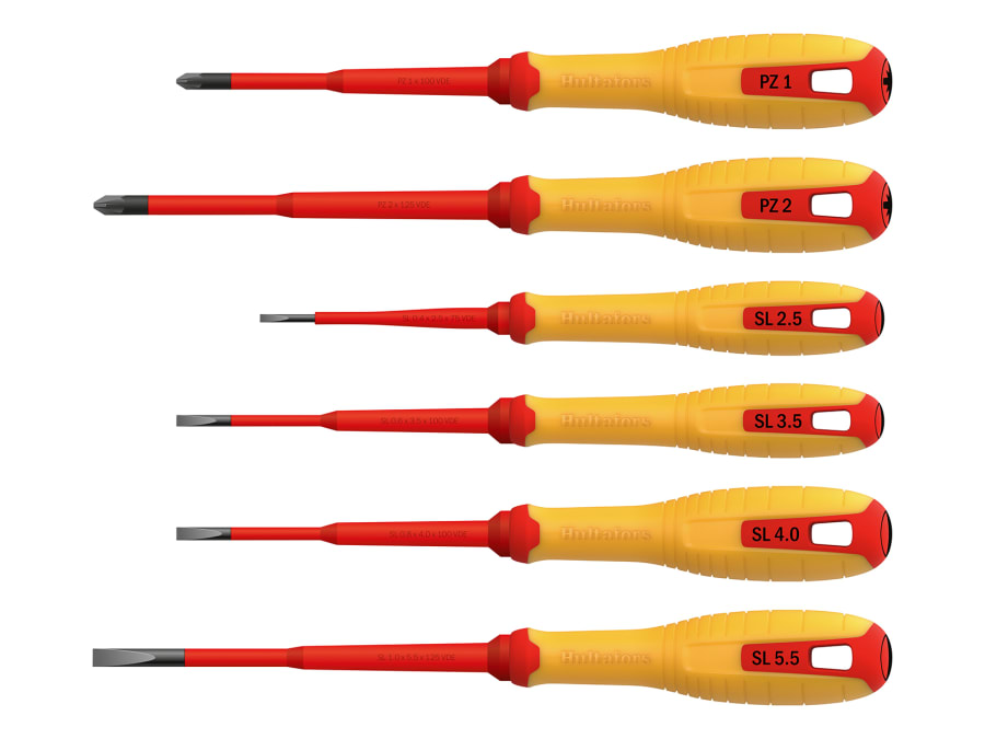 Hultafors HUL444465 VDE Pozidriv & Slotted Screwdriver Set 6 Piece