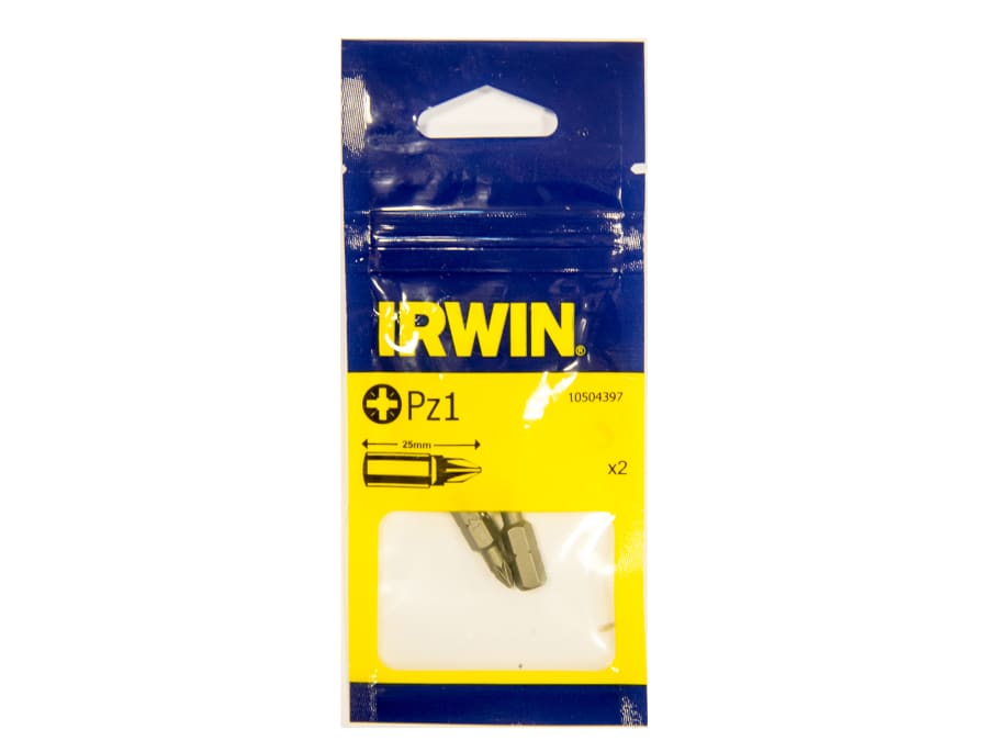 Irwin 10504397 Pozidriv PZ1 Insert Bits 25mm (Pack 2)