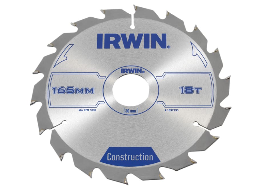Irwin 1897193 165mm x 30mm 18T Construction Circular Saw Blade