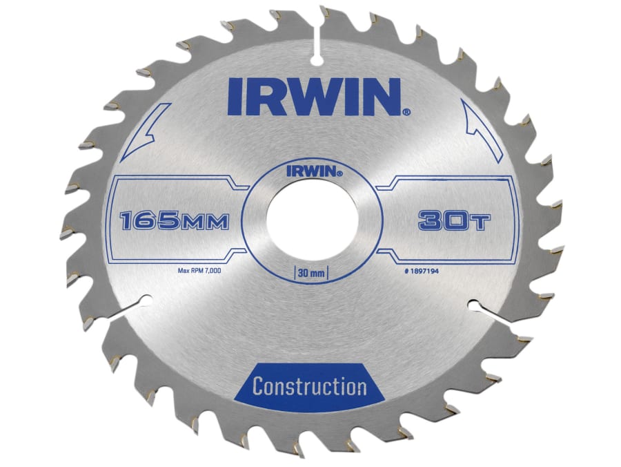 Irwin 1897194 165mm x 30mm 30T Construction Circular Saw Blade