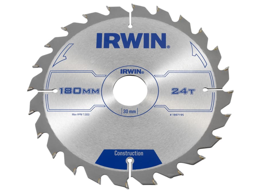 Irwin 1897195 180mm x 30mm x 24T Construction Circular Saw Blade