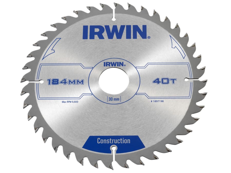 Irwin 1897198 184mm x 30mm x 40T Construction Circular Saw Blade