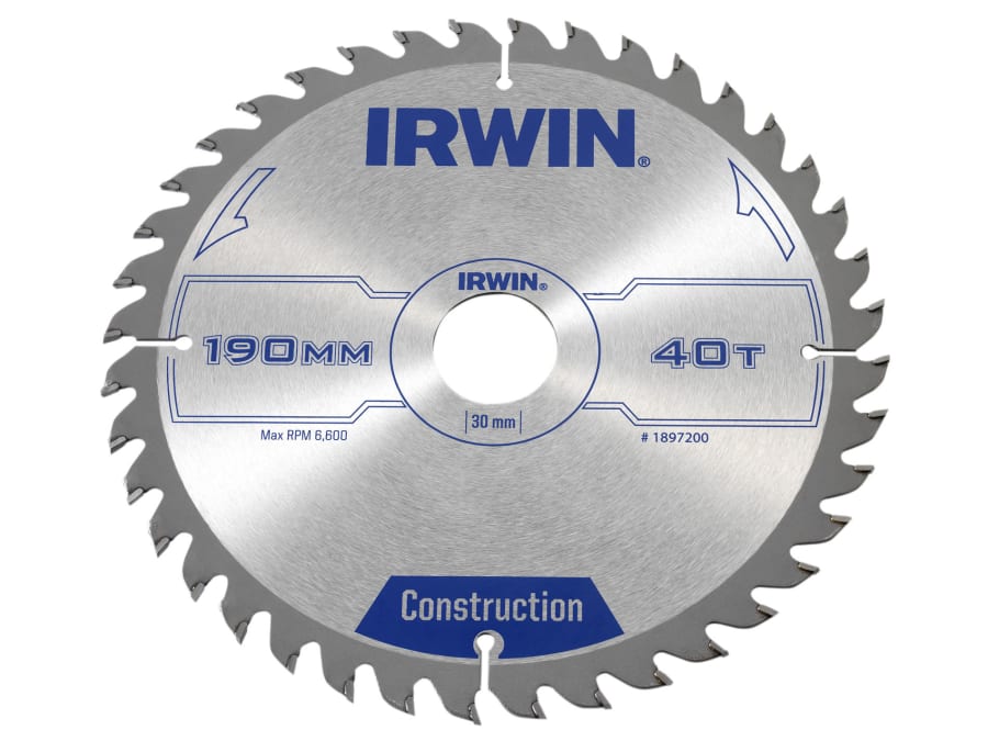 Irwin 1897200 190mm x 30mm x 40T Construction Circular Saw Blade