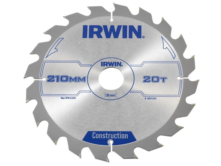 Irwin 1897203 210mm x 30mm x 20T Construction Circular Saw Blade