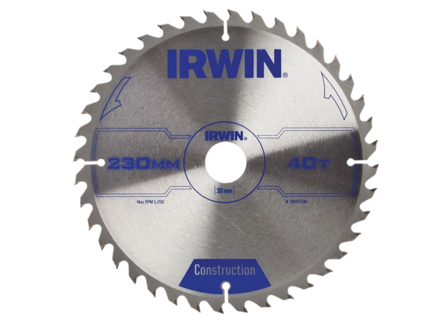 Irwin 1897206 230mm x 30mm 40T Construction Circular Saw Blade