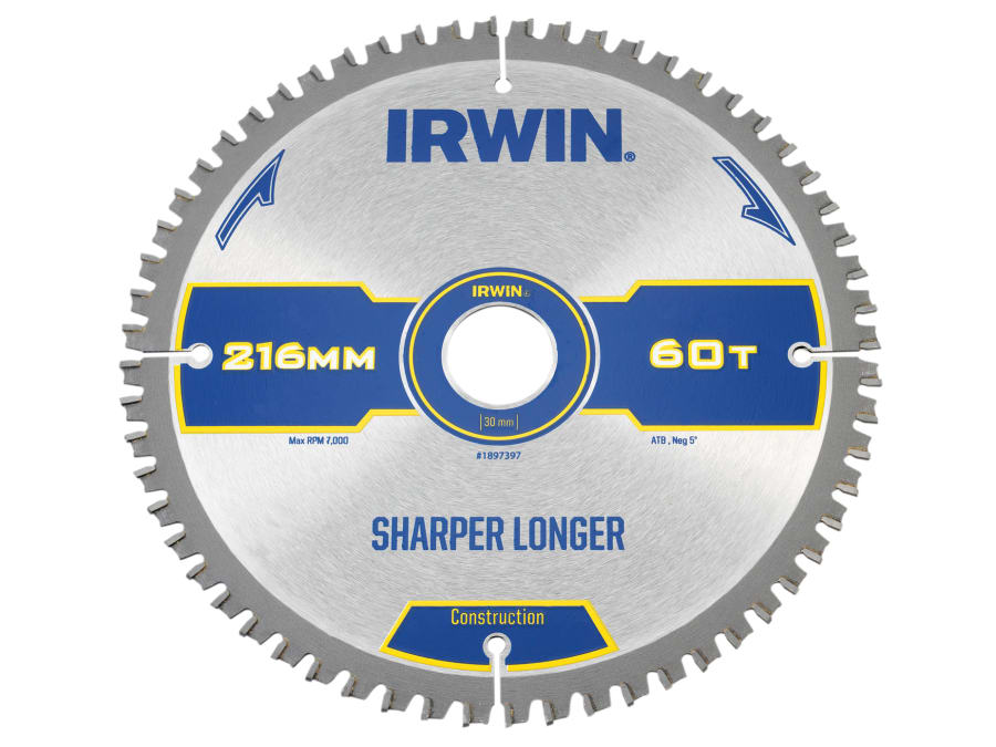 Irwin 1897397 216mm x 30mm x 60T Construction Mitre Circular Saw Blade