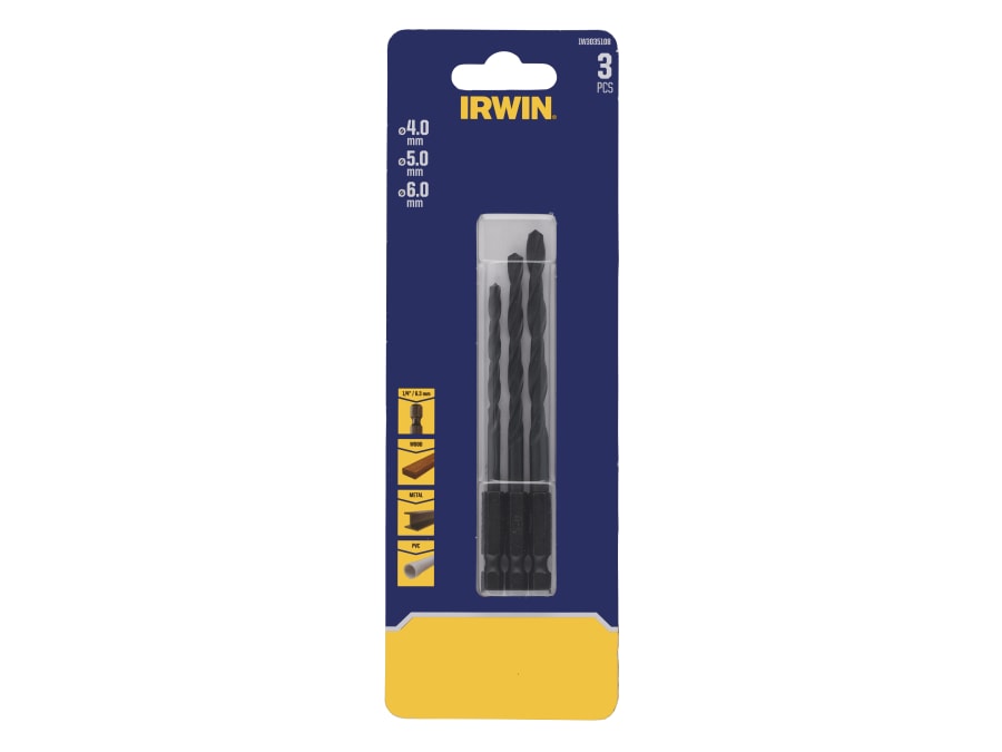 Irwin IW3035108 HSS Drill Bit Hex Shank Bit Set 3 Piece