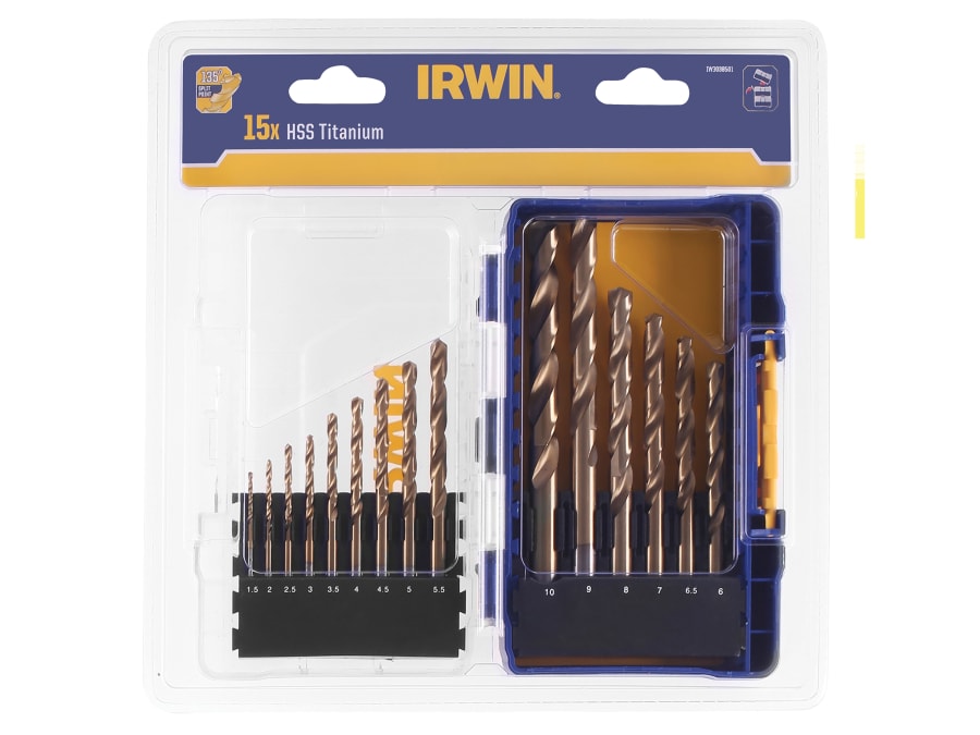 Irwin IW3038501 15 Piece Titanium Metal Drill Bit Set