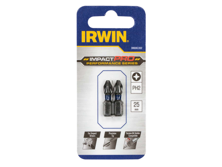 Irwin IW6061302 PH2 25mm Screwdriver Bits (Pack 2)