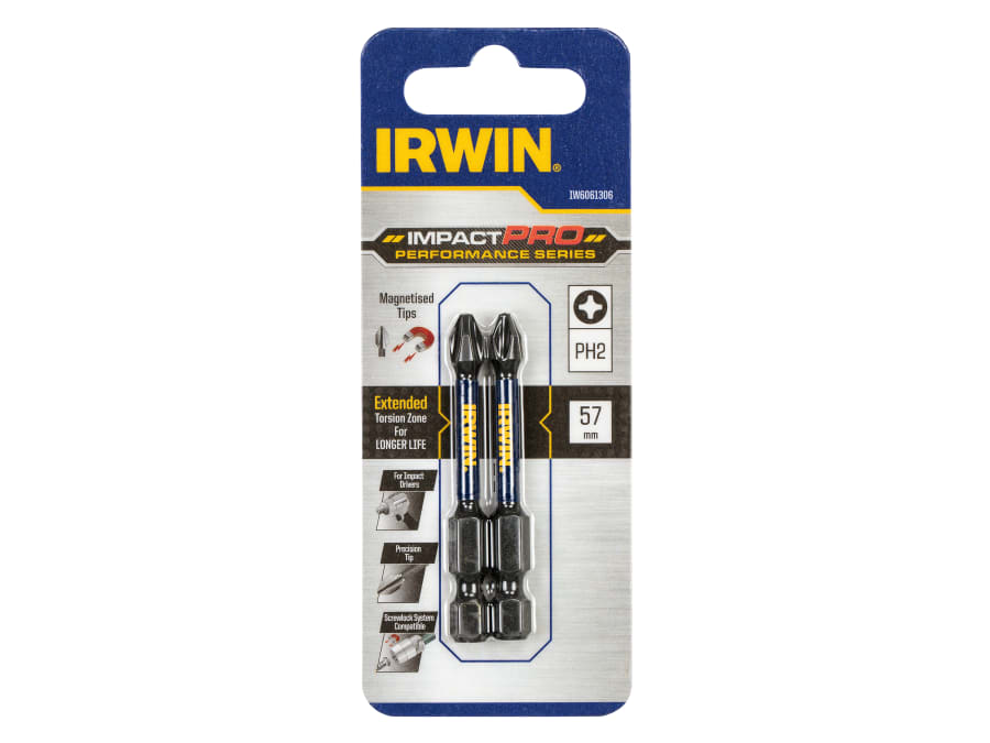 Irwin IW6061306 PH2 Screwdriver Bits 57mm (Pack 2)