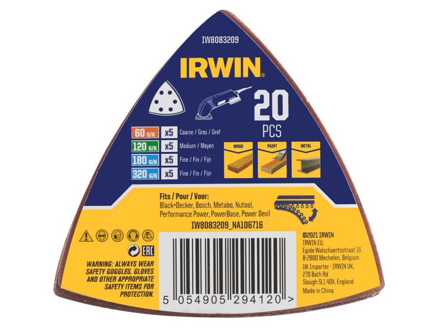 Irwin IW8083209 Detail Sander Sheets 20 Piece