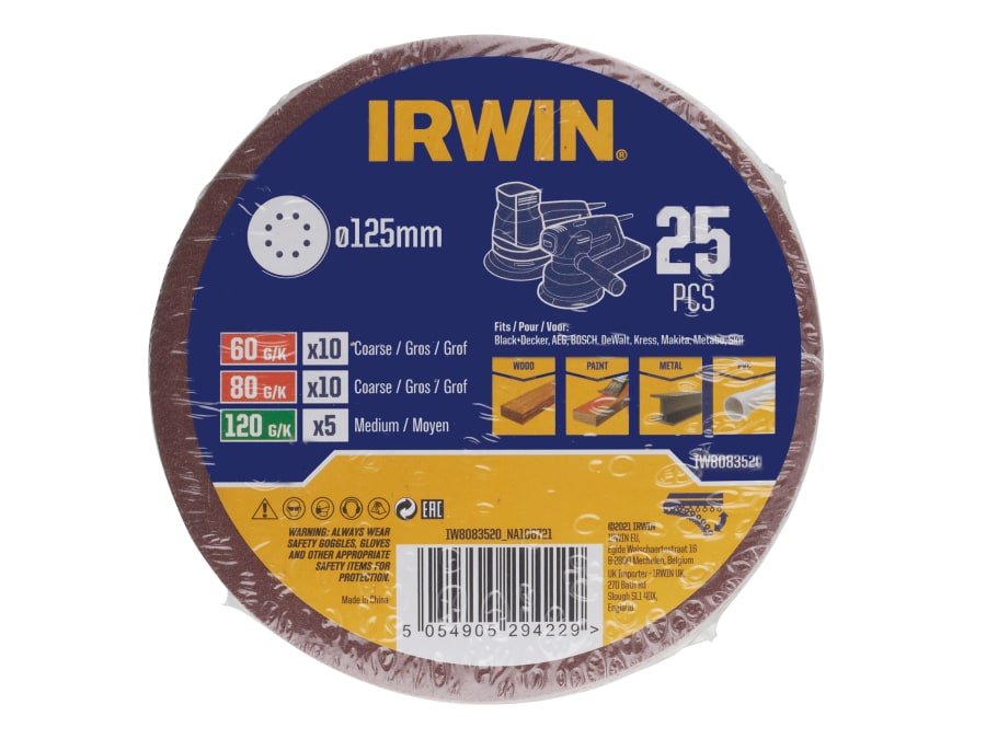Irwin IW8083520 125mm Sanding Disc Set 25 Piece