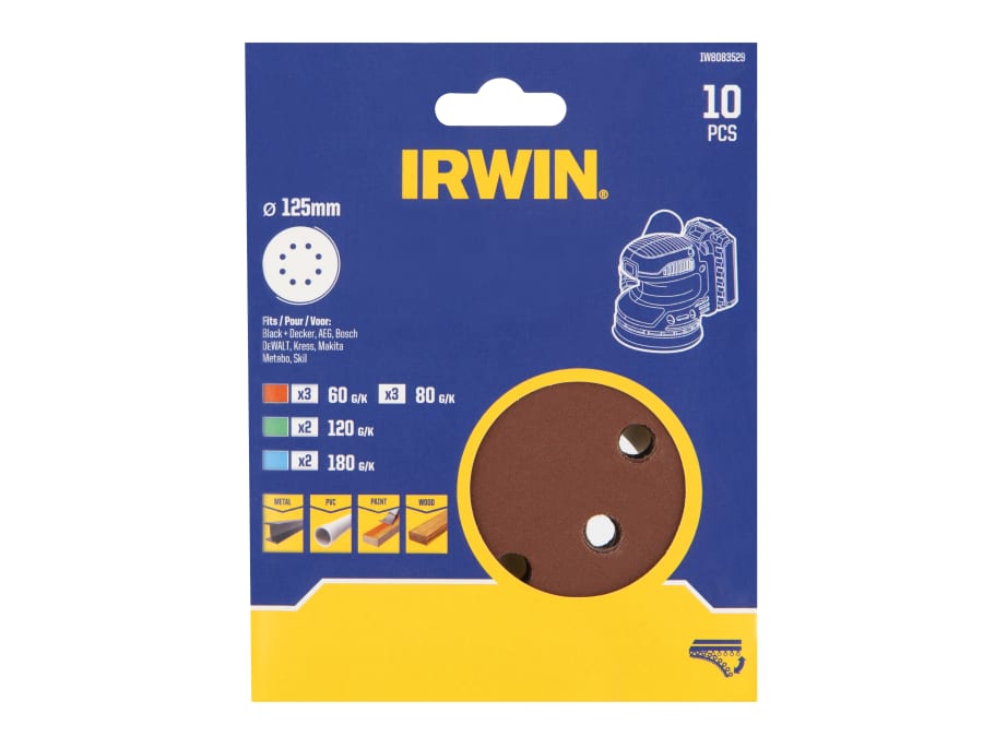 Irwin IW8083529 125mm Sanding Disc Set 10 Piece