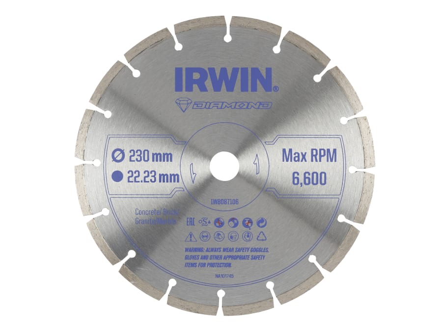 Irwin IW8087106 Segmented Diamond Blade 230 x 22.23mm