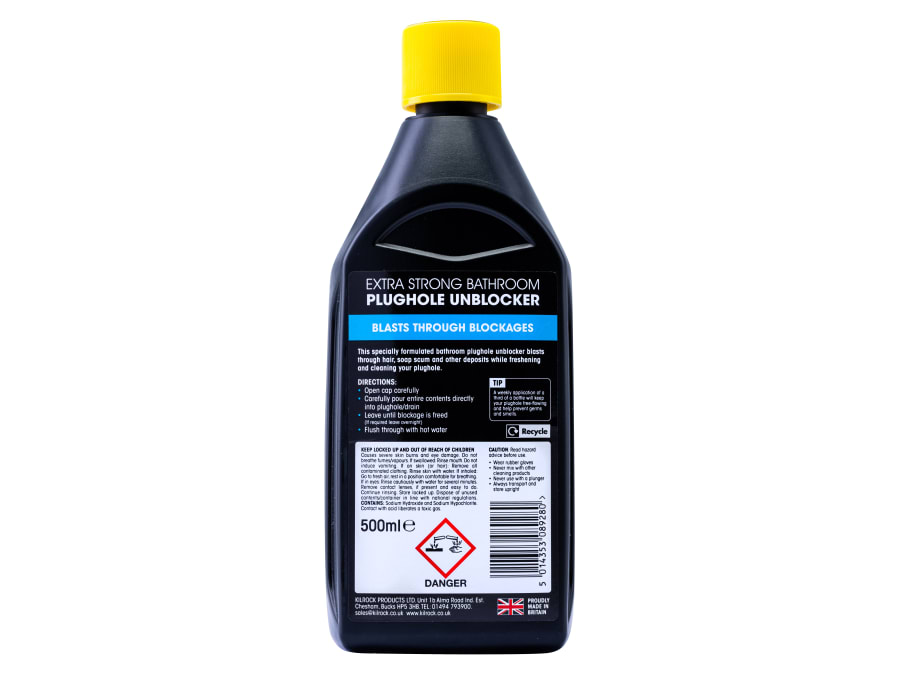 Kilrock KBBATHROOM Bathroom Plughole Unblocker 500ml