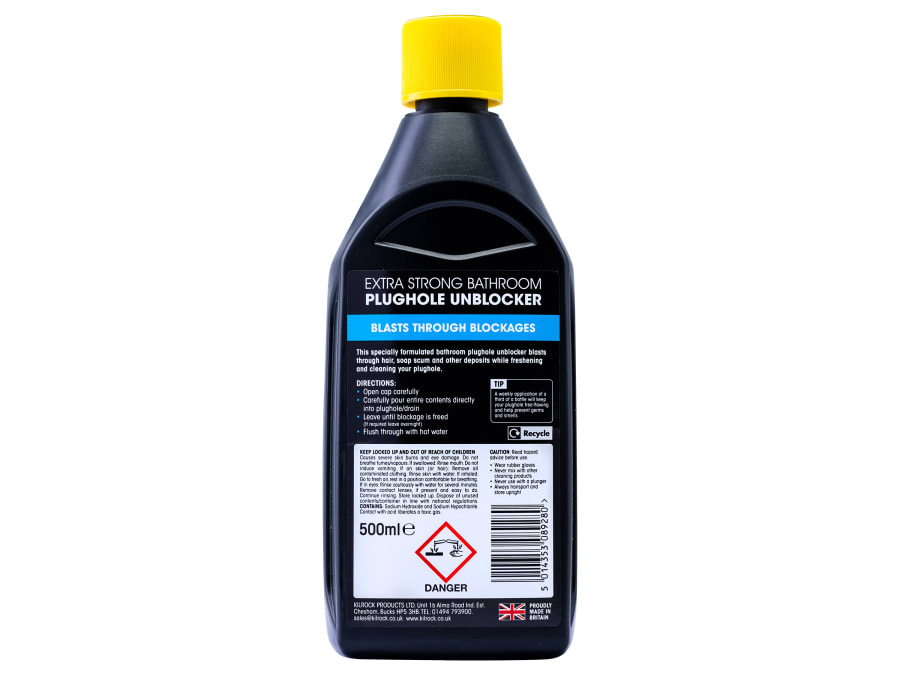 Kilrock RHINOBATHROOM Heavy-Duty Drain Unblocker 1 Litre