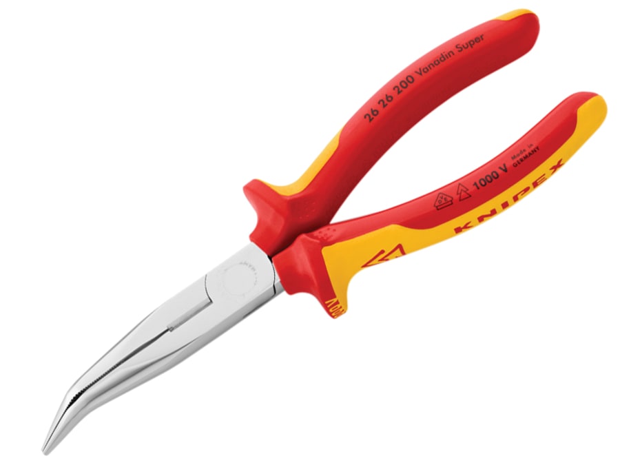 Knipex 2626200SB VDE Long Bent Snipe Nose Pliers 200mm