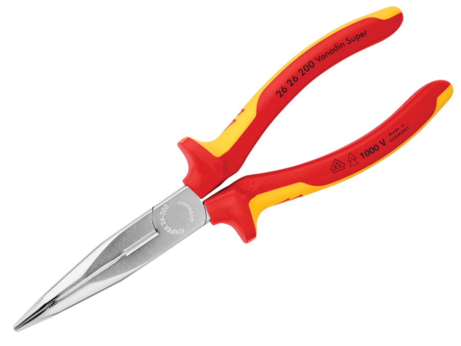 Knipex 2626200SB VDE Long Bent Snipe Nose Pliers 200mm