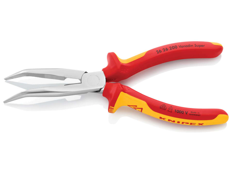 Knipex 2626200SB VDE Long Bent Snipe Nose Pliers 200mm