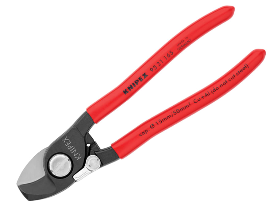 Knipex 9521165SB 165mm Cable Shears with Plastic Coated Grip and Return Spring