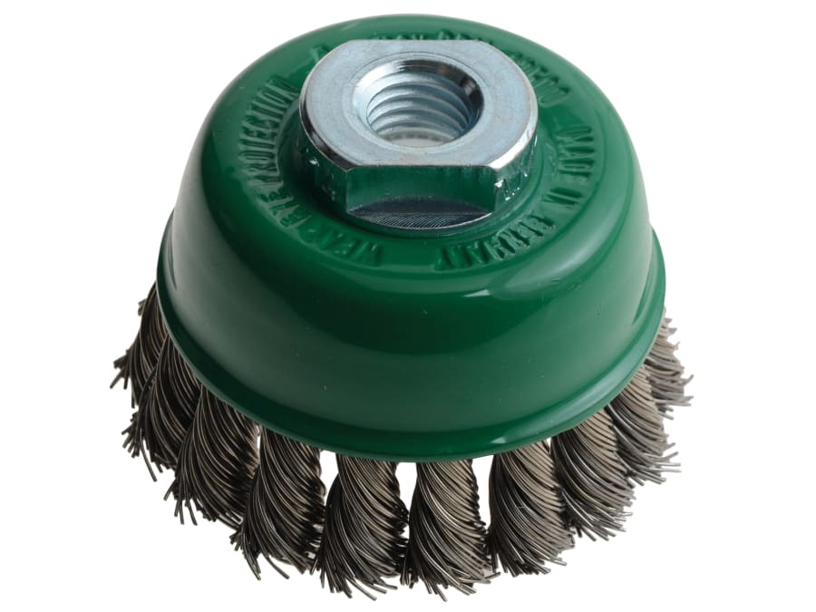 Lessmann 482817 65mm M14x2.0 Knot Cup Brush with 0.50mm Stainless Steel Wire