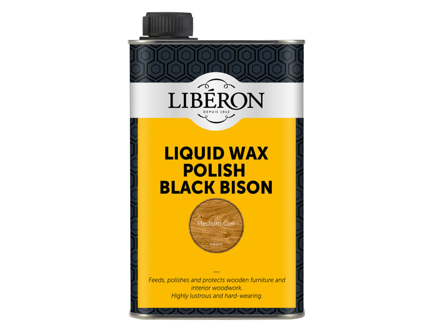 Liberon 126889 Black Bison Liquid Wax Polish Medium Oak 500ml