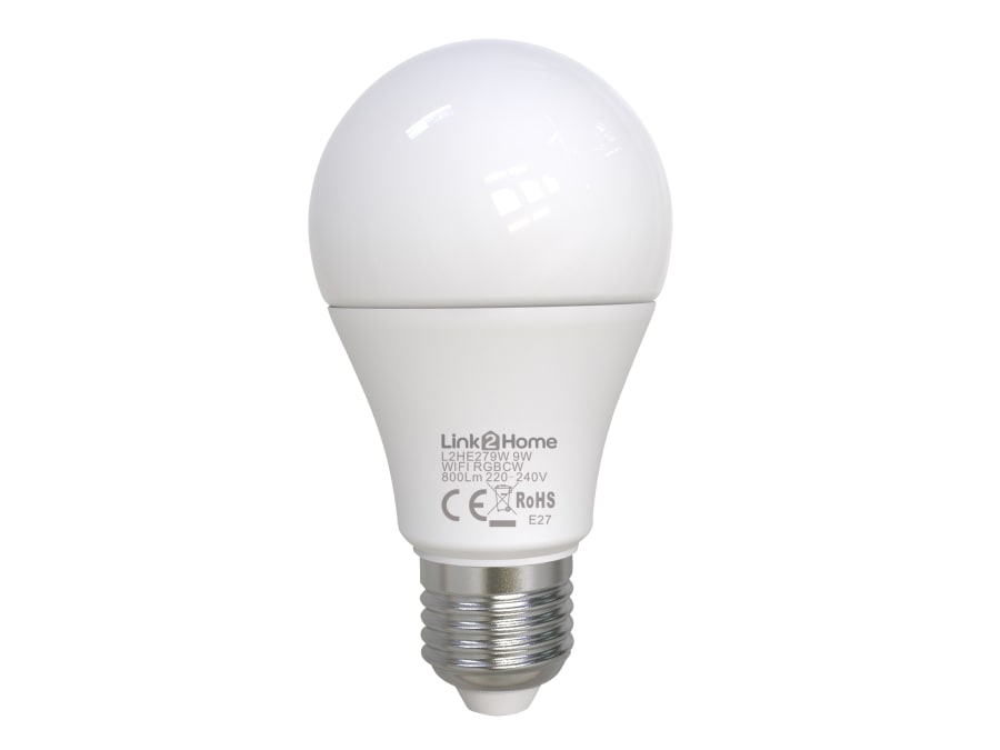 Link2home L2HE279W Wi-Fi LED ES Opal GLS Dimmable Bulb 9W White + RGB