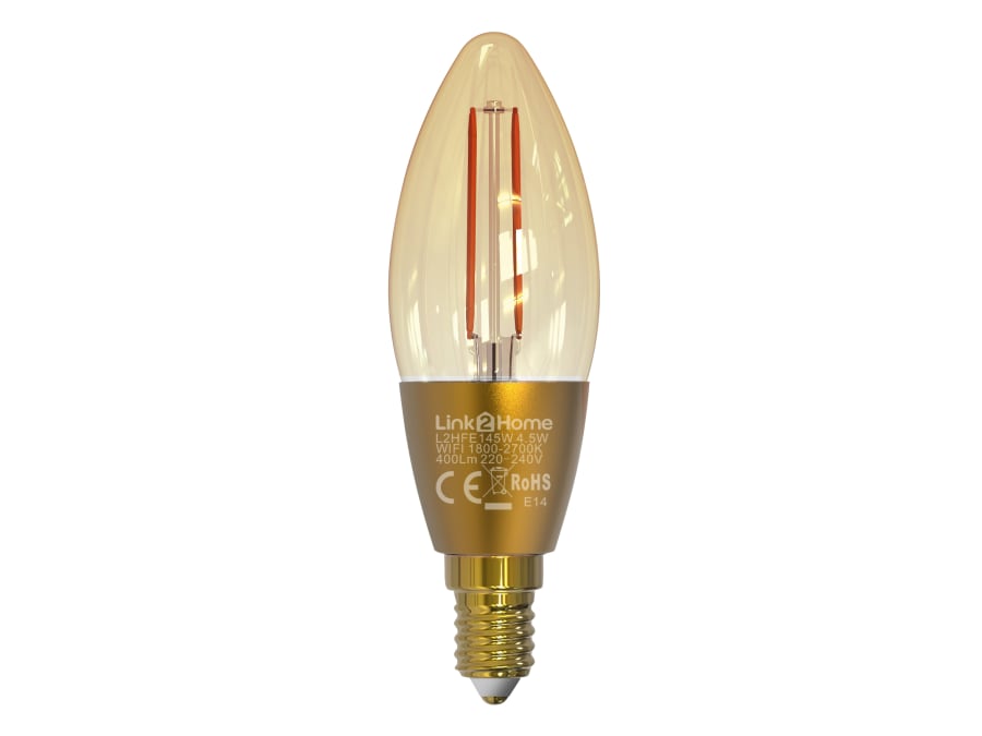 Link2home L2HFE145W Wi-Fi LED SES (E14) Candle Filament Dimmable Bulb 4.5W White 400lm