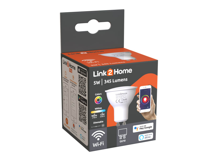 Link2home L2HGU105W Wi-Fi LED GU10 Dimmable Bulb White + RGB