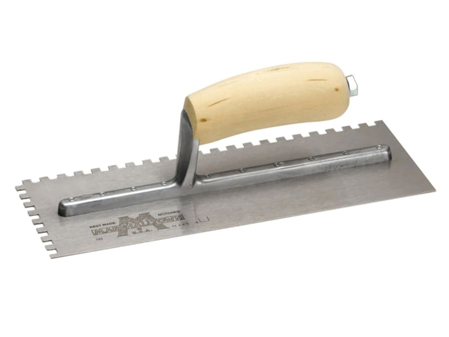 Marshalltown M702S 11 x 4.1/2in Notched Trowel with Wooden Handle