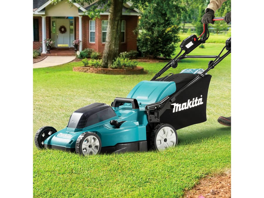 Makita DLM481CT2 36V Self-Propelled Lawn Mower with 2 × 5.0Ah Batteries