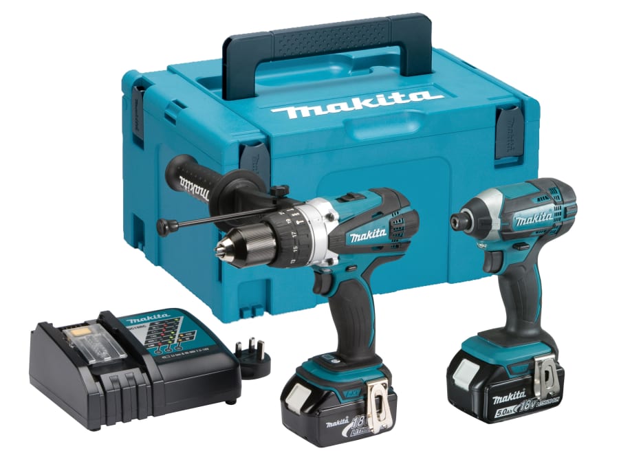 Makita DLX2145TJ 18V Combi Drill & Impact Driver Twin Pack with 2 × 5.0Ah Batteries