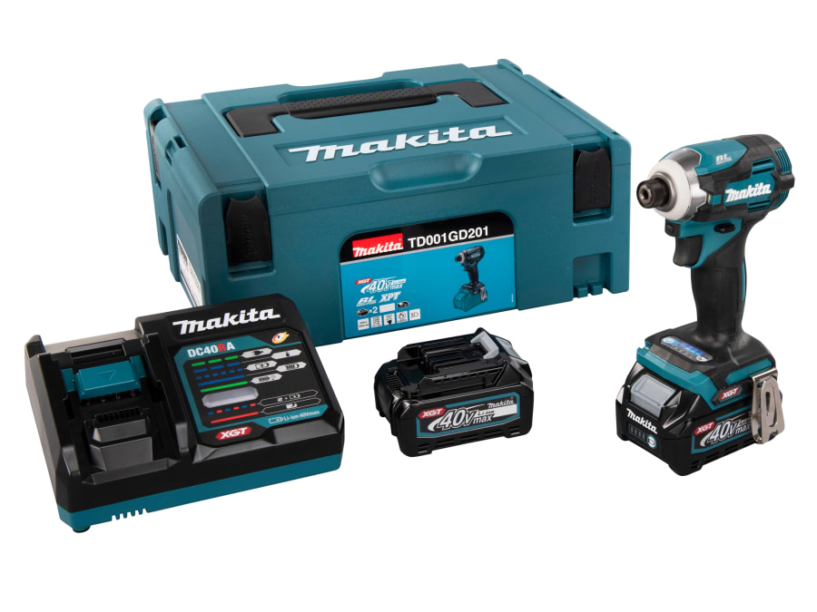 Makita TD001GD201 40Vmax XGT BL Impact Driver with 2 × 2.5Ah Batteries