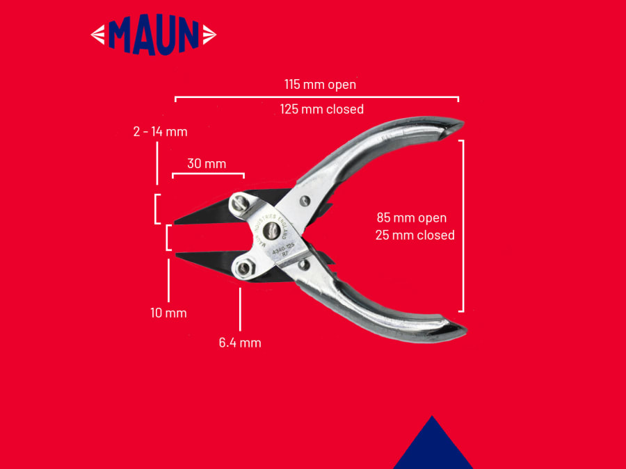 Maun 4340125 Parallel Snipe Nose Pliers with Smooth Jaws 125mm
