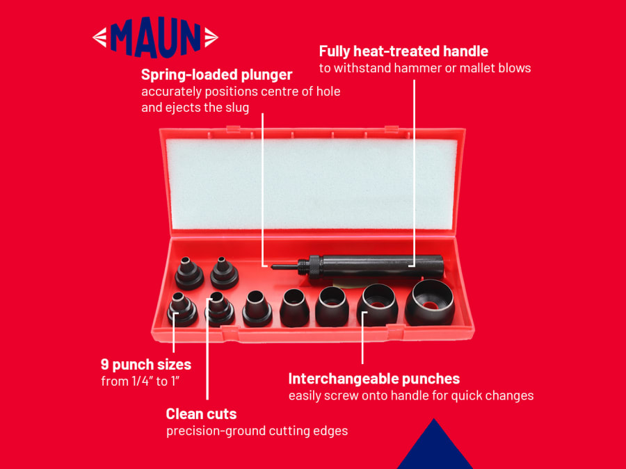Maun 100005 Metric Wad Punch Kit 9 Piece