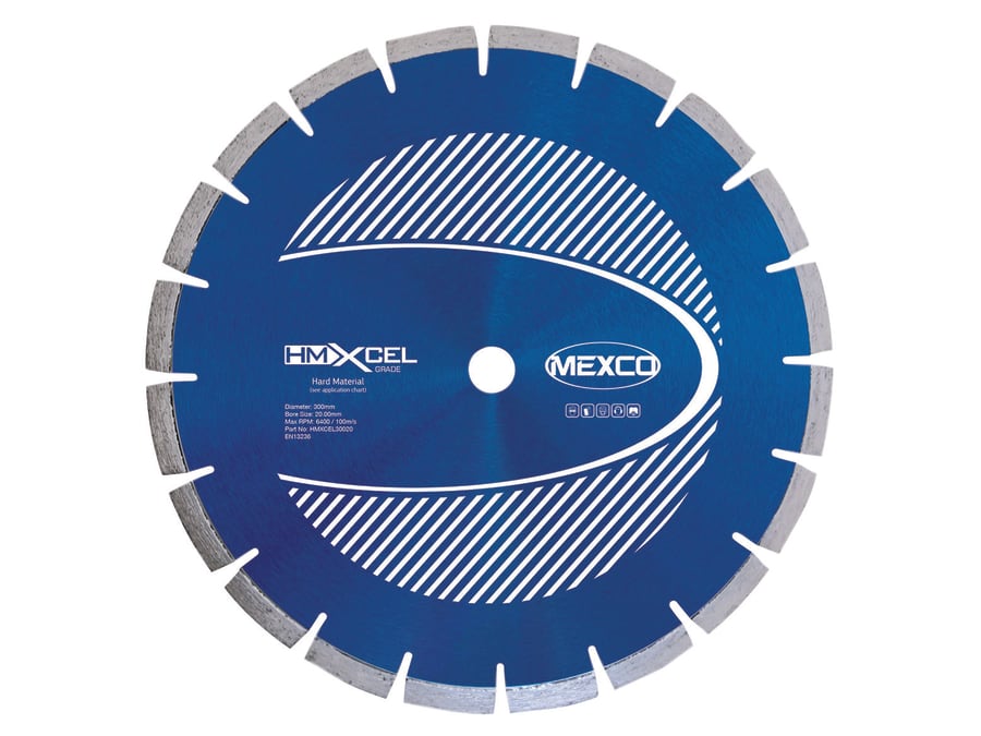 Mexco HMXCEL30020 XCEL Grade Hard Materials Diamond Blade 300 x 20mm