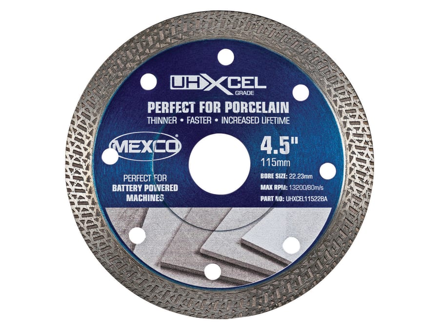Mexco UHXCEL11522BA 115 x 22mm Porcelain & Ceramic Tile Diamond Blade