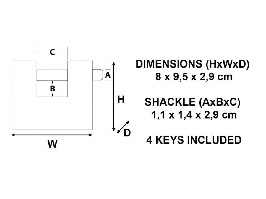 Master Lock 680EURD 80mm Armoured Zinc Body Shutter Padlock