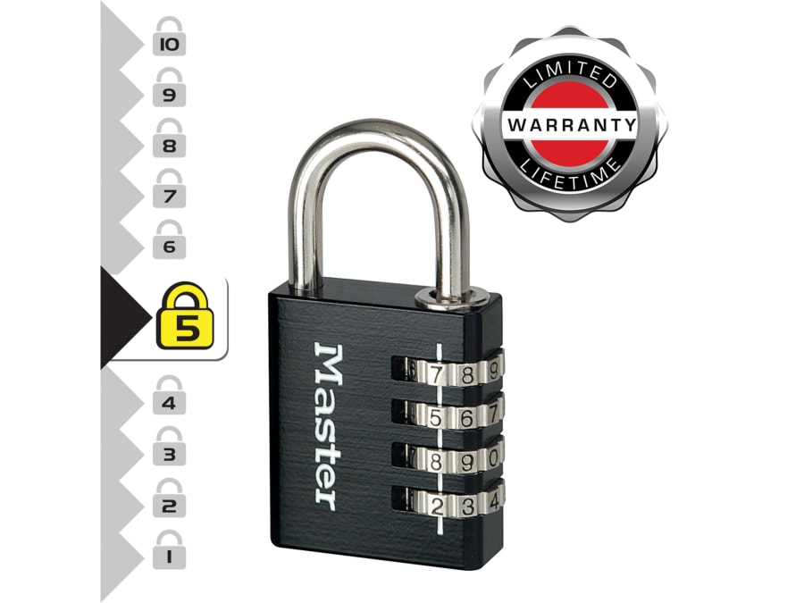 Master Lock 7640EURDBLK 40mm 4-Digit Combination Padlock Black Finish
