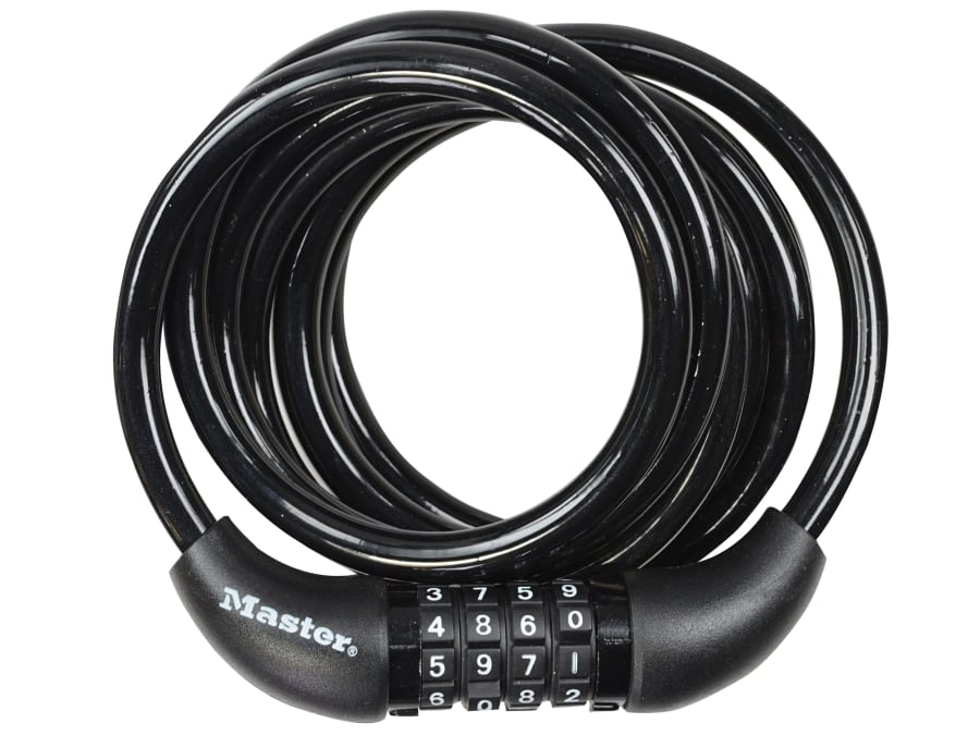 Master Lock 8221EURDPRO 1.8m x 8mm Self Coiling Combination Cable