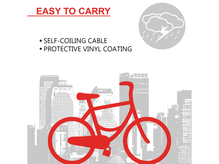 Master Lock 8221EURDPRO 1.8m x 8mm Self Coiling Combination Cable