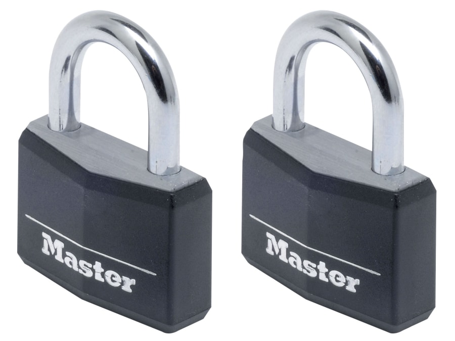 Master Lock 9140EURTBLK 40mm Aluminium Padlock with 2 Keyed Alike Locks