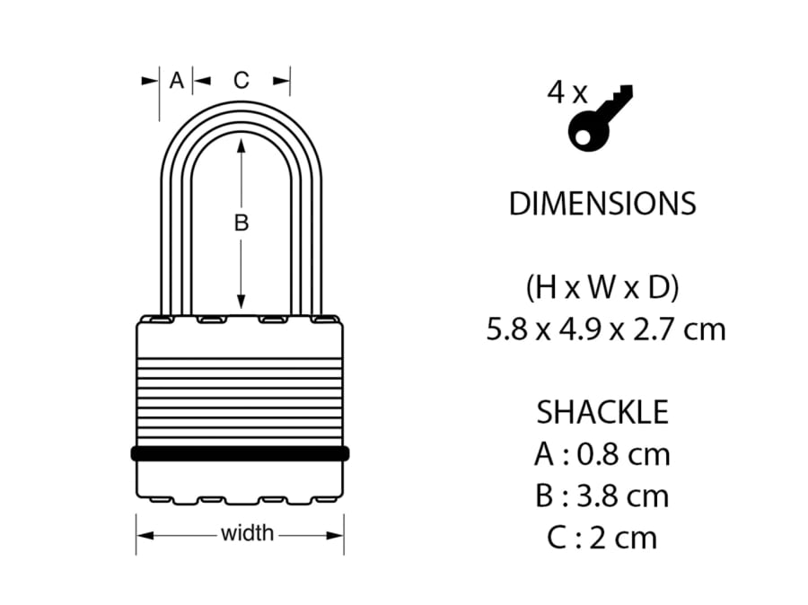 Master Lock M115EURDLF 45mm Padlock with 38mm Shackle