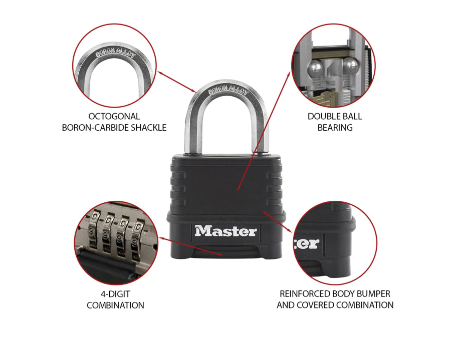 Master Lock M178EURD 50mm 4-Digit Combination Padlock