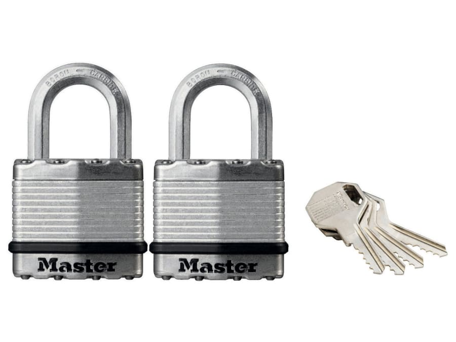 Master Lock M1EURT 45mm Laminated Steel Padlock with 24mm Shackle Keyed Alike x 2