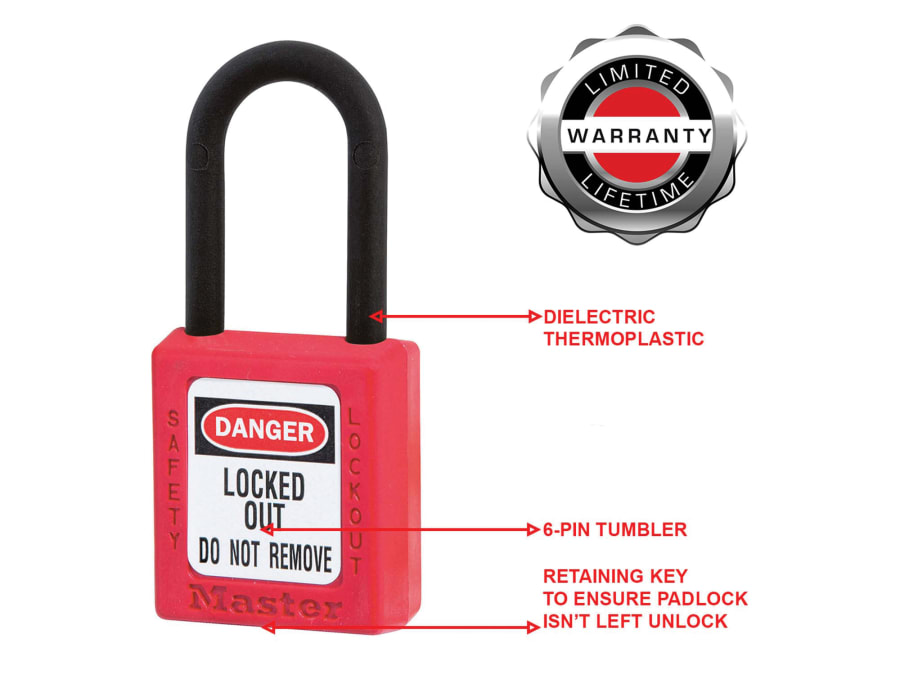 Master Lock 406RED 38mm Red Composite Lockout Padlock