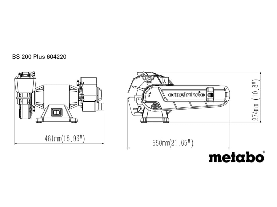Metabo 604220000 BS 200 Plus Bench Grinder 600W 240V
