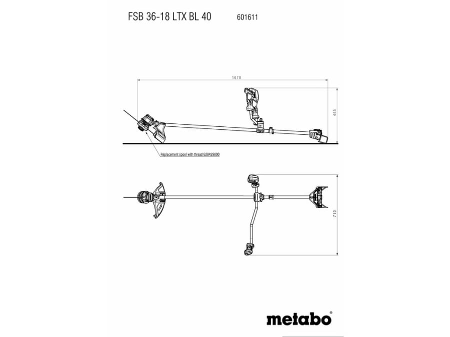 Metabo FSB 36-18 LTX BL 40 36V Bike Handle Line Trimmer Bare Unit