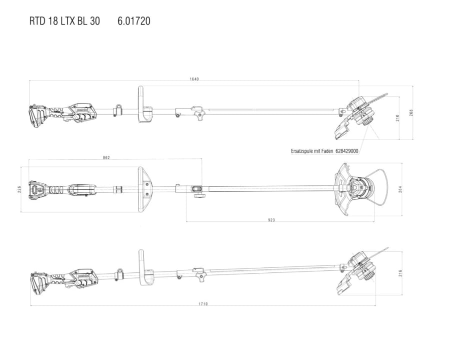 Metabo 601720850 18V LTX BL 30 Cordless Line Trimmer Bare Unit